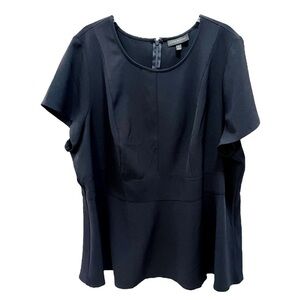 Lane Bryant Black Peplum Short Sleeve Blouse Size 24